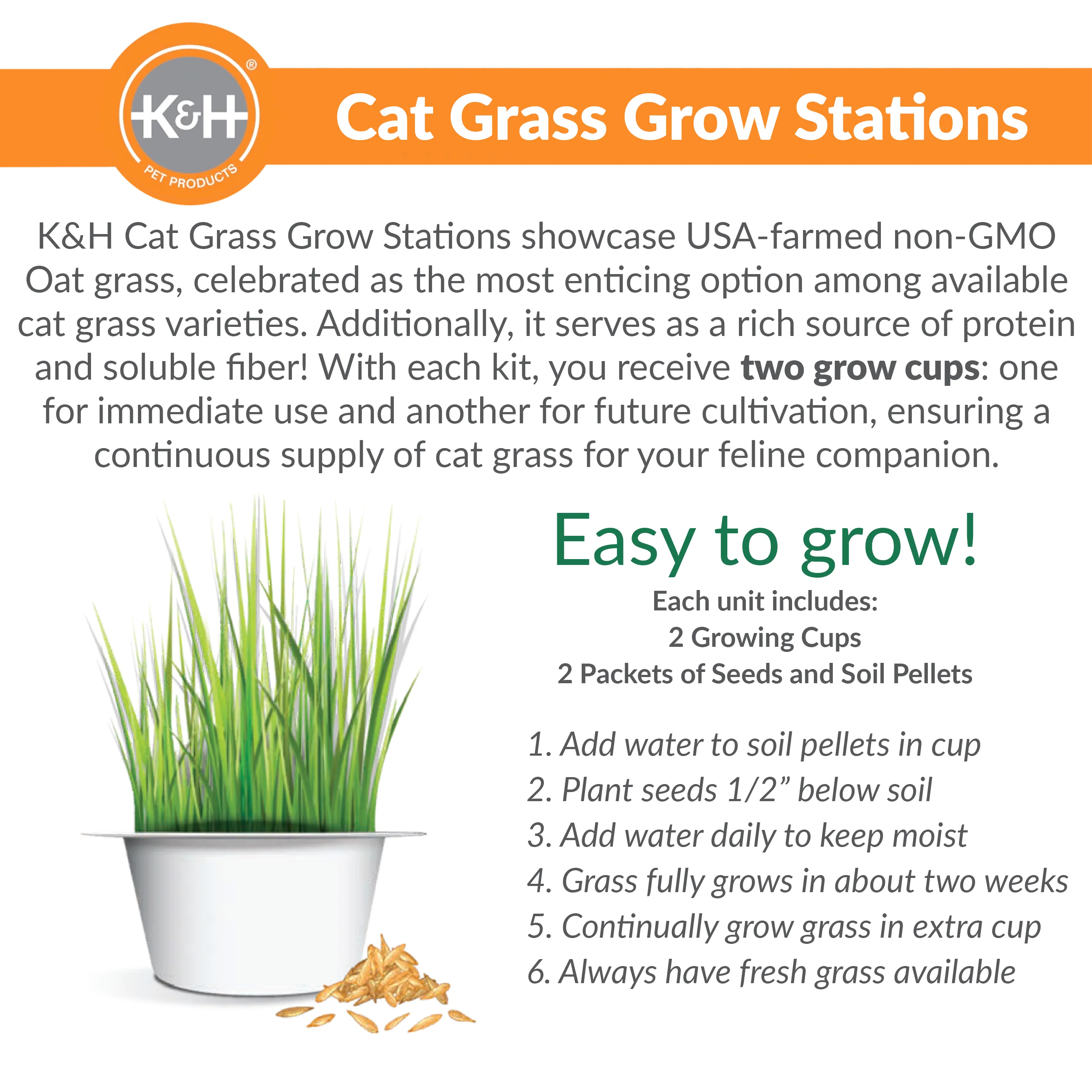 K&H Cat Grass Grow Station Growing Cup Refills - Image 6